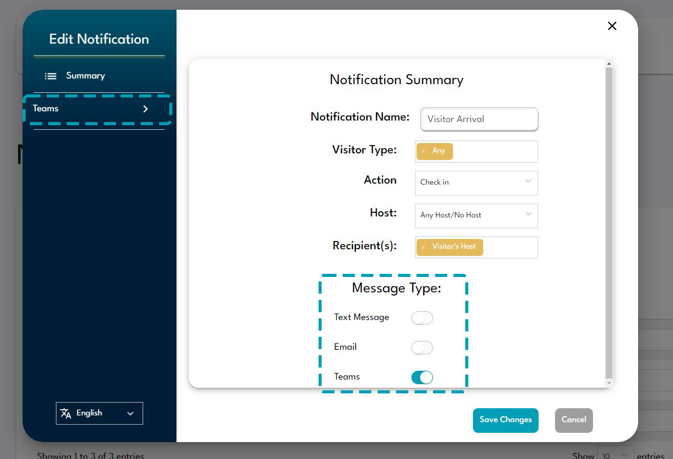 Showing how to enable Teams with custom notifications
